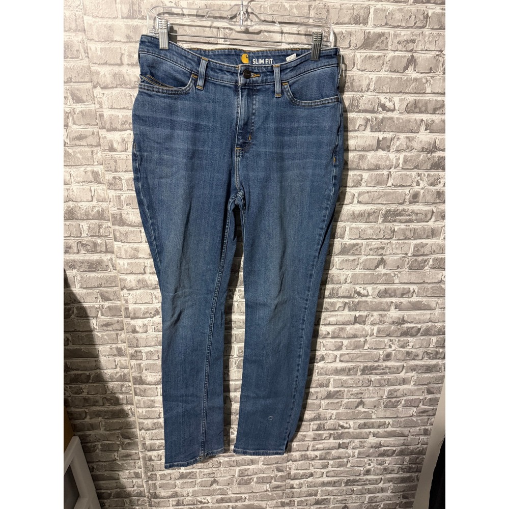 Carhartt Slim Fit Jeans Womens 6 Medium Wash Blue Straight Leg 105383 Denim